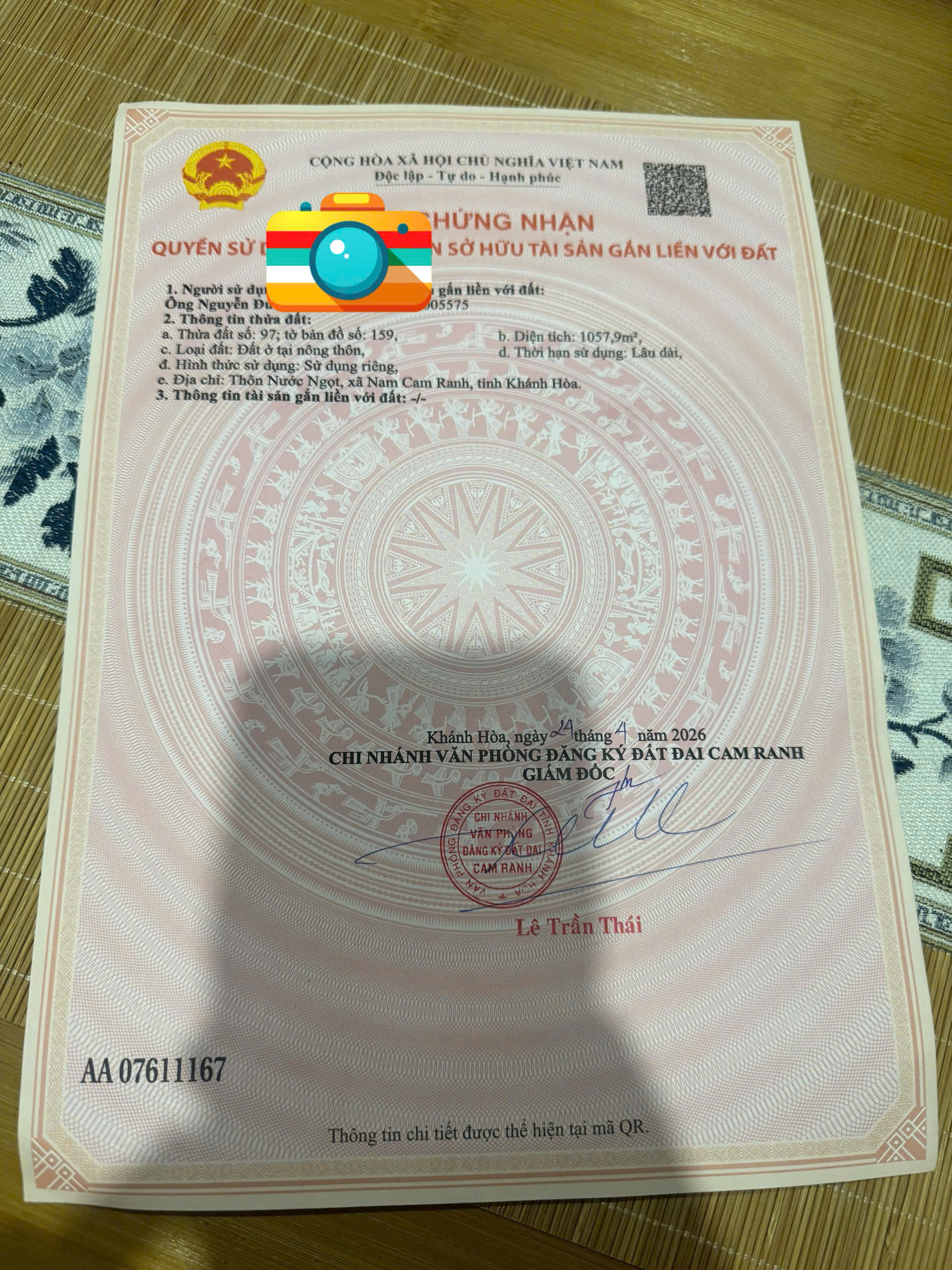 MÃ 09. MẢNH HƠN 2000M2 THÔN NƯỚC NGỌT, XÃ NAM CAM RANH, TỈNH KHÁNH HÒA